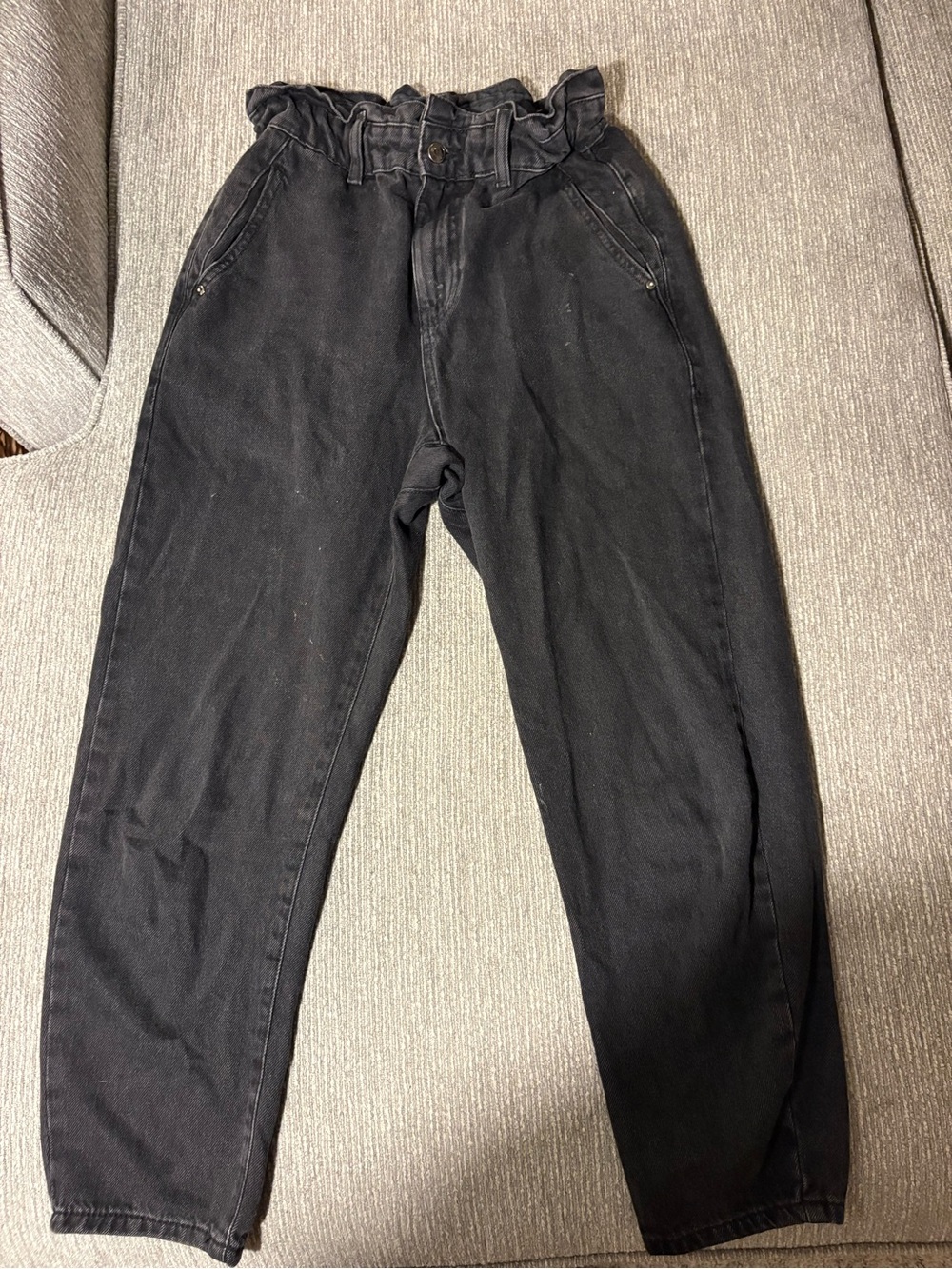 Zara Black Paperbag Waist Relaxed Women’s Jeans